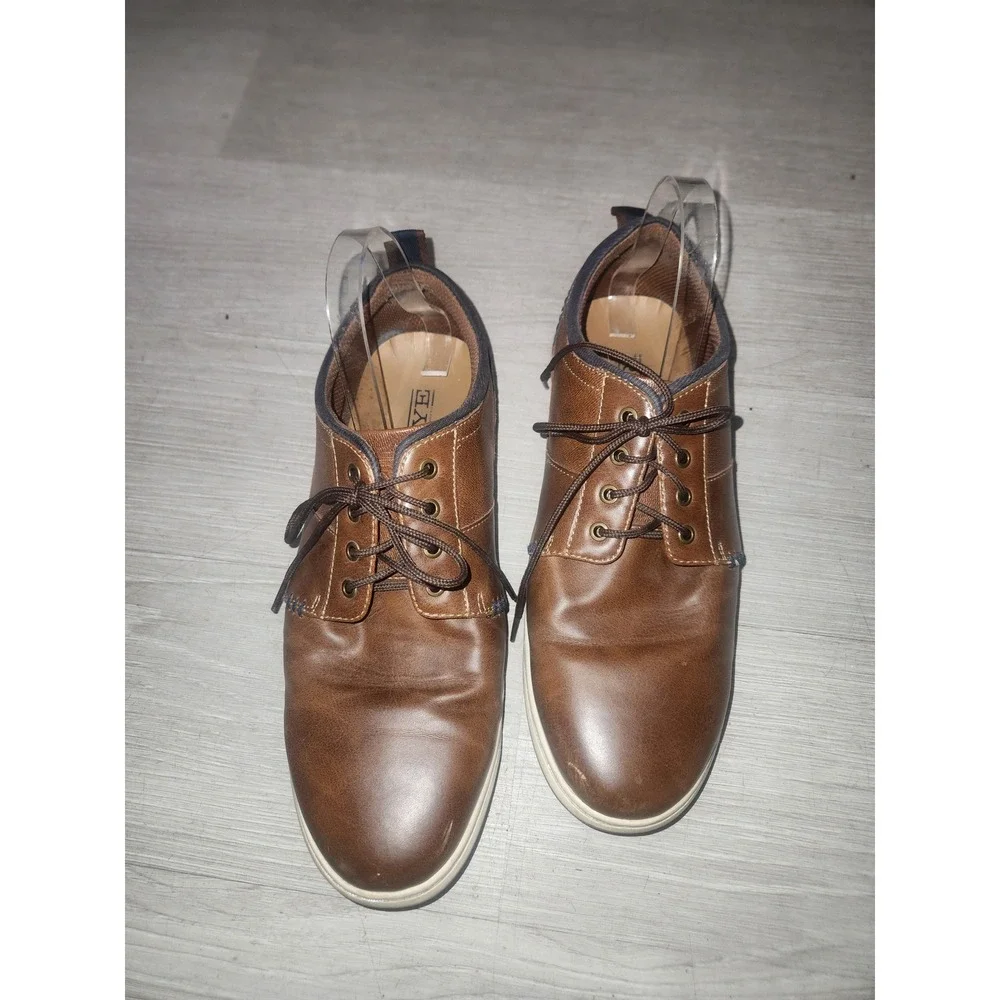 Hawkee Rye Mens Brown Faux Leather Oxford Sneakers Size 10.5 Low Top Casual